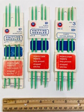 3 sets New Vintage Boye Double Pointed Plastic Knitting Needles 7” Length
